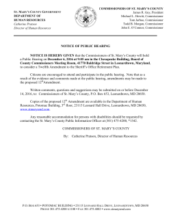 Notice of Public Hearing - St. Mary`s County Government