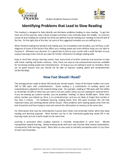 Identifying Problems that Lead to Slow Reading
