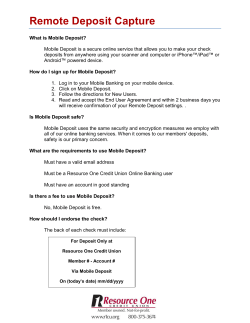 Remote Deposit Capture - Resource One Credit Union