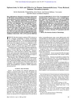 Splenectomy Is Safe and Effective in Human