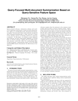 Query-focused multi-document summarization based on query