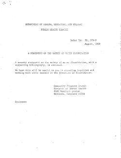 A Statement on the Safety of Water Fluoridation