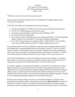 House Higher Education Committee Testimony (March