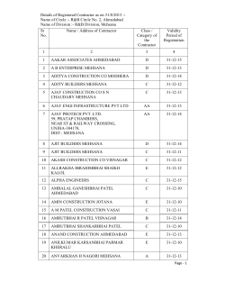Details of Registered Contractor as on 31/8/2013