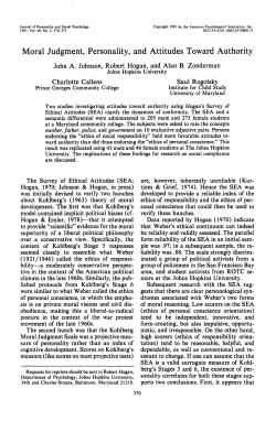 Moral Judgment, Personality, and Attitudes Toward Authority