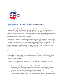 Congress Begins Work on Affordable Care Act Rewrite