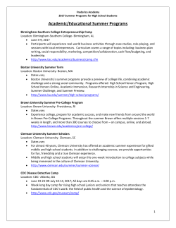 Academic/Educational Summer Programs