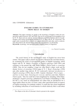 John CONSIDINE (Edmonton) ENGLISH GUIDES TO ETYMOLOGY