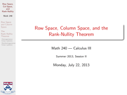 Row Space, Column Space, and the Rank-Nullity