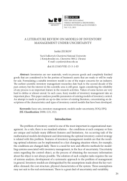 A LITERATURE REVIEW ON MODELS OF INVENTORY