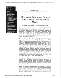 Alternative Education: From a Model