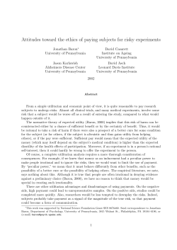 Attitudes toward the ethics of paying subjects for risky experiments