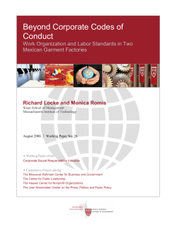 Beyond Corporate Codes of Conduct: Work Organization and Labor