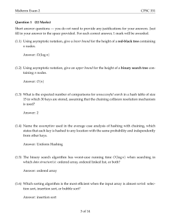 Midterm Exam 2 CPSC 331 Question 1 (22 Marks) Short answer
