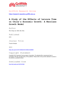 A Study of the Effects of Leisure Time on China`s Economic Growth