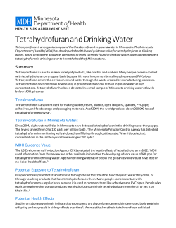 Tetrahydrofuran and Drinking Water