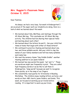 Mrs. Ruggieri`s Classroom News October 9, 2015