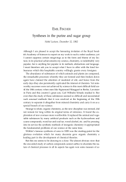 Emil Fischer - Nobel Lecture