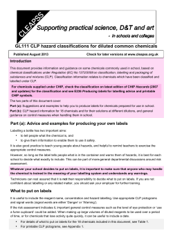 GL111 CLP hazard classifications for diluted common