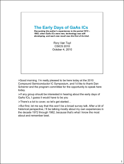 The Early Days of GaAs ICs