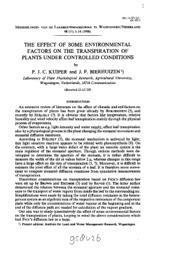 the effect of some environmental factors on the transpiration of