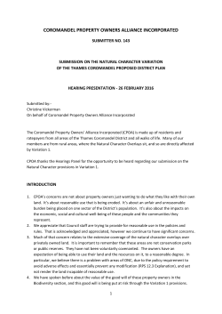 coromandel property owners alliance incorporated