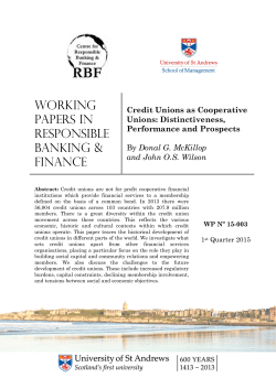 Credit Unions as Cooperative Institutions: Distinctiveness
