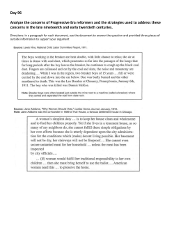 Day 96 Analyze the concerns of Progressive Era reformers and the