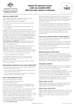 1463 - Request for approval to travel under condition 8559 (Must not