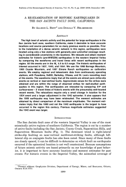 A RE-EXAMINATION OF HISTORIC EARTHQUAKES IN THE SAN