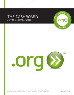 the DAshBoARD - Public Interest Registry