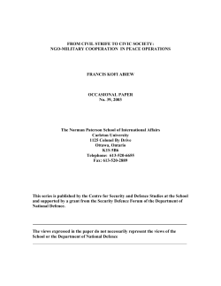 From Civil Strife to Civil Society: NGO