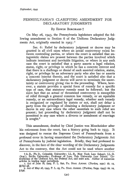 Pennsylvania`s Clarifying Amendment for Declaratory Judgments