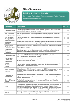 Building Checklist - Shire of Jerramungup