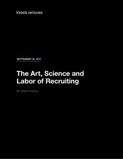 The Art, Science and Labor of Recruiting