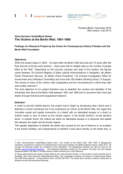 The Victims at the Berlin Wall, 1961-1989