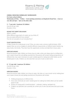 HERBAL MEDICINE/HERBOLOGY WORKSHOPS For home school