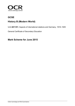 Mark scheme A011/01 Aspects of International relations and
