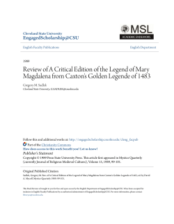 Review of A Critical Edition of the Legend of Mary Magdalena from