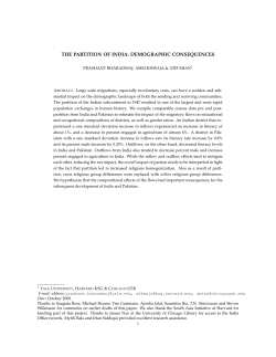 THE PARTITION OF INDIA: DEMOGRAPHIC CONSEQUENCES
