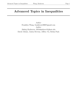 Advanced Topics in Inequalities