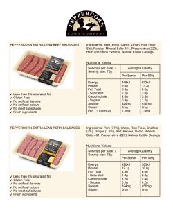 PEPPERCORN EXTRA LEAN BEEF SAUSAGES