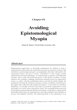 Avoiding Epistomological Myopia