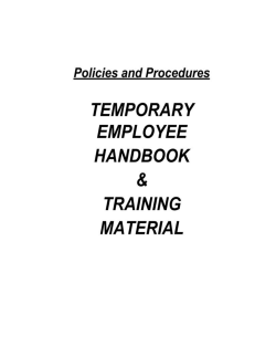 Joliet Staffing Temporary Employee Handbook