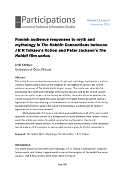 Finnish audience responses to myth and mythology in The Hobbit