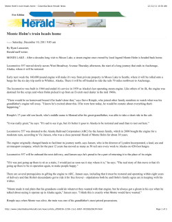 Monte Holm`s train heads home - Engine 557 Restoration Company