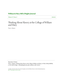 Thinking About Slavery at the College of William and Mary