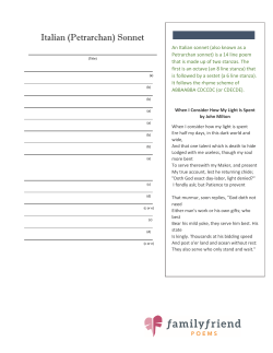 Italian (Petrarchan) Sonnet