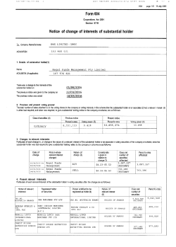 Fom 604 Notice of change of inte,ests of substan al holder