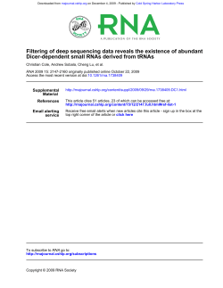 Dicer-dependent small RNAs derived from tRNAs Filtering of deep